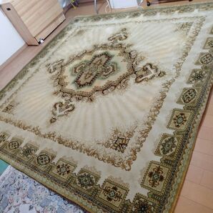 絨毯 ラグ カーペット ベージュ 256×256cm 模様