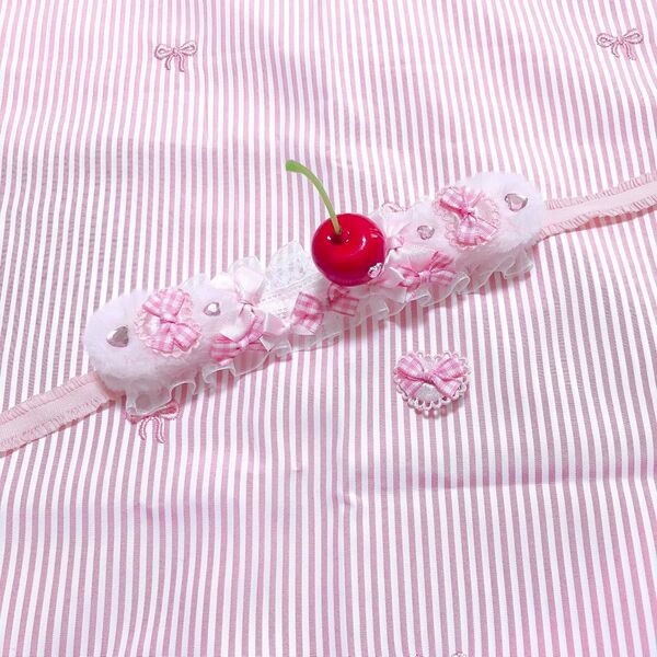ぬい服 さくらんぼヘッドドレス うさぎ ピンク×白