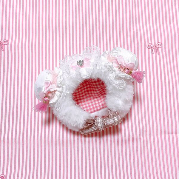 ぬい服 着ぐるみ 被り物 チャイナ 白×ピンク
