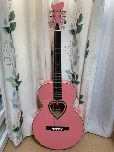 【最終価格】JJ HEART アコースティックギター ハート ケース付き ピンク