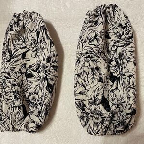 アームカバー アームバンド 腕抜き 花柄 ハンドメイド 新品未使用 白 黒