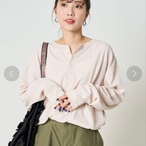 【未使用】ワッフル ヘンリーネック ロングスリーブ Tシャツ