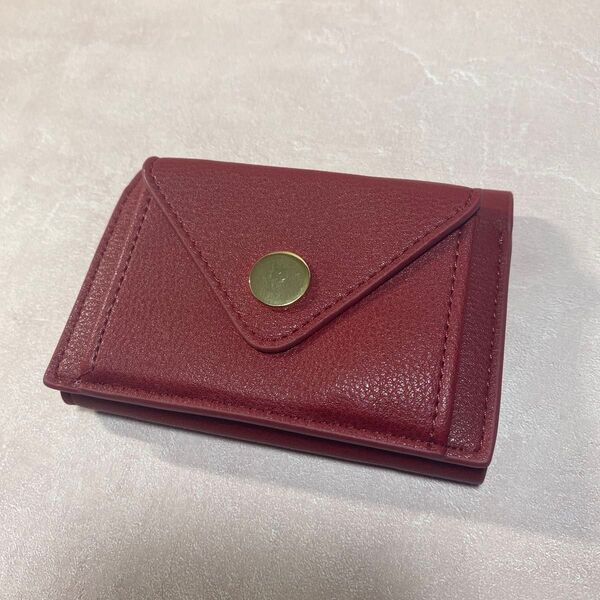 【RED】三つ折りコンパクトミニウォレット レディース ミニ財布 三つ折り財布 小さい財布 コインケース 小銭入れ レッド