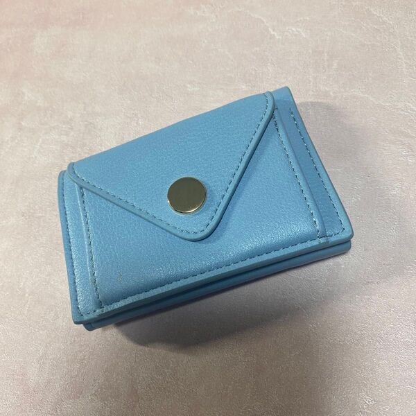 【BLUE】三つ折りコンパクトミニウォレット レディース ミニ財布 三つ折り財布 三つ折り ブルー 小銭入れ コインケース
