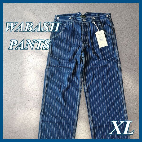 ウォバッシュ デニム ワイド ストライプ XL アメカジ ワーク ネイビー 紺 デニムパンツ