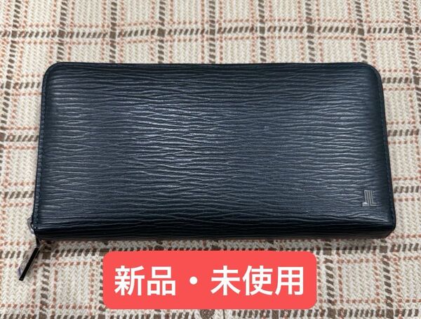 【新品・未使用】LANVIN COLLECTION 長財布 ラウンドファスナー エンボスレザー グリーン 定価16500円
