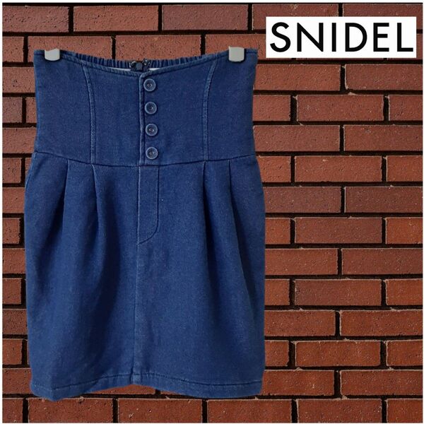 定価9240円 snidel スナイデル ハイウエスト切替タックスカート デニム