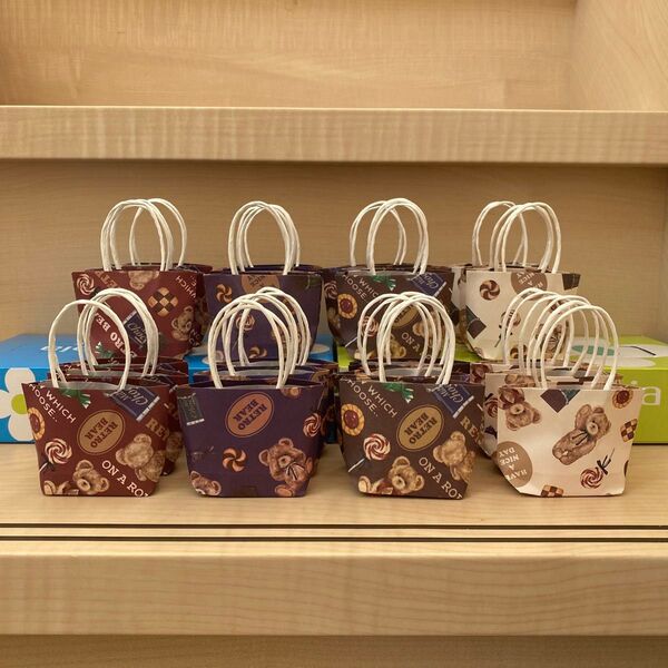 ミニ紙袋 ハンドメイド テディベア デザインペーパー