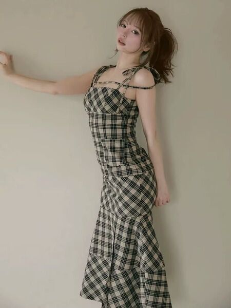 andmary Cecily check long dress 刺繍vあり