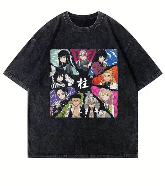 鬼滅の刃 柱達 Tシャツ ヴィンテージコレクション ブラックコットン XXL