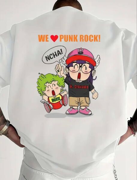 ドクタースランプアラレちゃん WE LOVE PUNK ROCK プリント白Tシャツ XXL