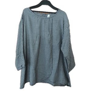 CLOUD NINE 長袖カットソー ブラウス チェック ネイビー M〜L