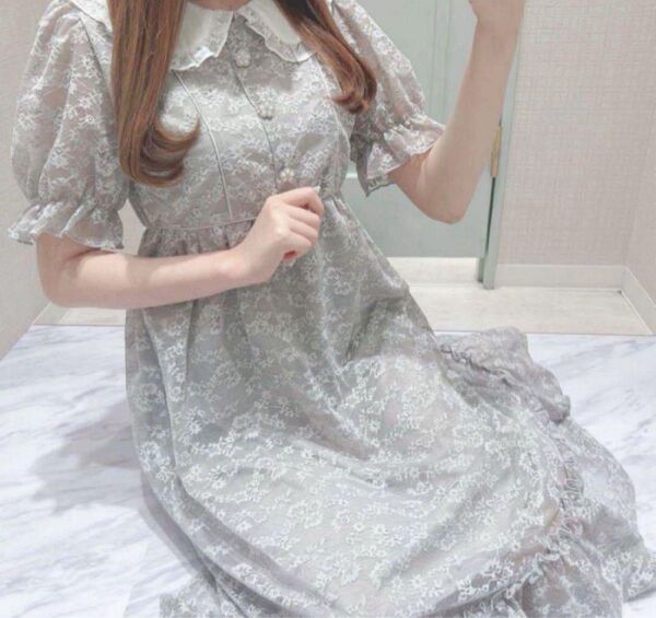evelyn エブリン フリルレースロングワンピ ース