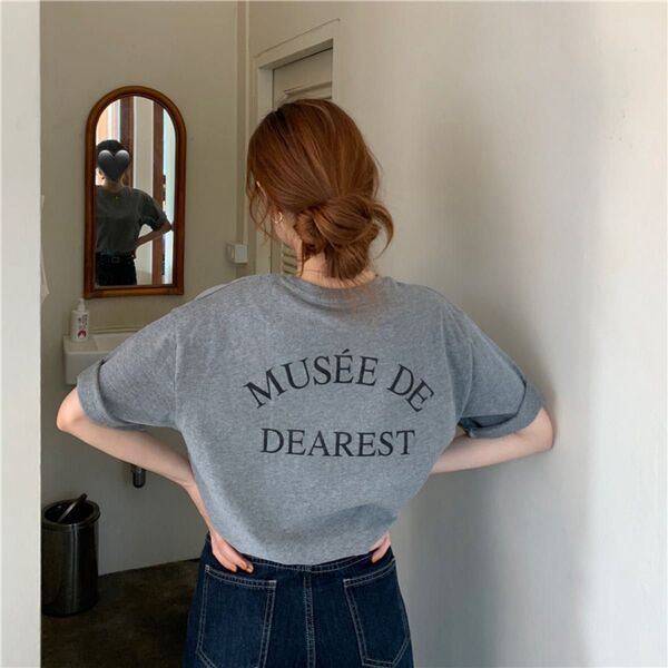 バックロゴ ビッグシルエット 半袖 Tシャツ グレー
