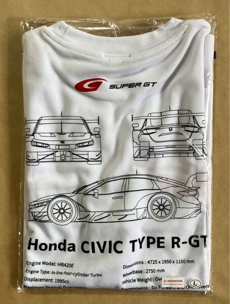 スーパGT 2024 GT500マシン Tシャツ HONDA CIVIC TYPE R-GT Lサイズ
