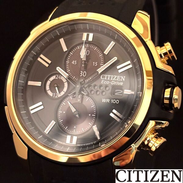 【CITIZEN】展示品特価/シチズン/メンズ腕時計/エコドライブ/クロノグラフ/男性用/プレゼントに/ブラック.ゴールド.黒色