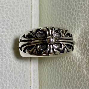 【18号】ホースシュー&クロス★フローラルクロス★キーパーリング十字架 クロス リング シルバー