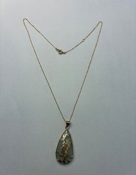 美品☆K10翡翠付ネックレス