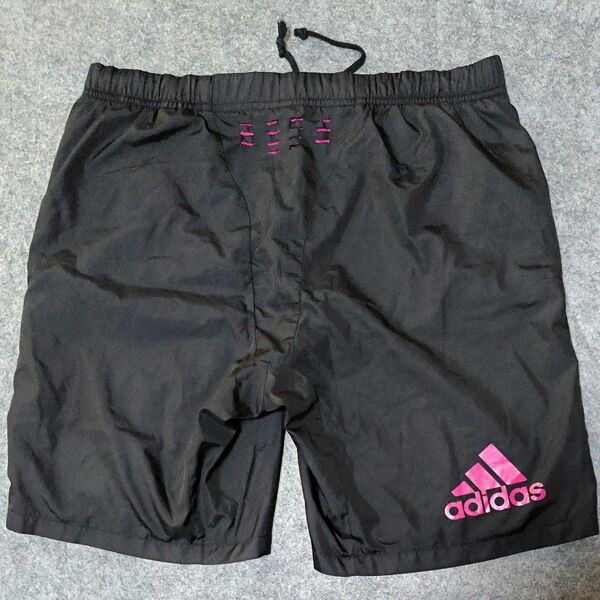 adidas アディダス ショートパンツ ハーフパンツ 黒ブラック ピンク メンズOサイズ 短パン