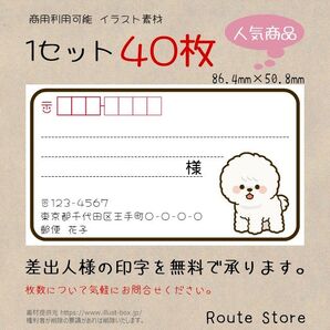 宛名シール 差出人シール かわいい ビションフリーゼ 犬 わんちゃん ワンコ