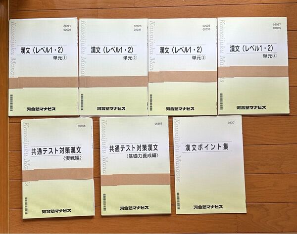 河合塾マナビス 漢文テキスト 7冊セット (レベル1・2) 単元①〜④ 共通テスト対策 漢文ポイント集