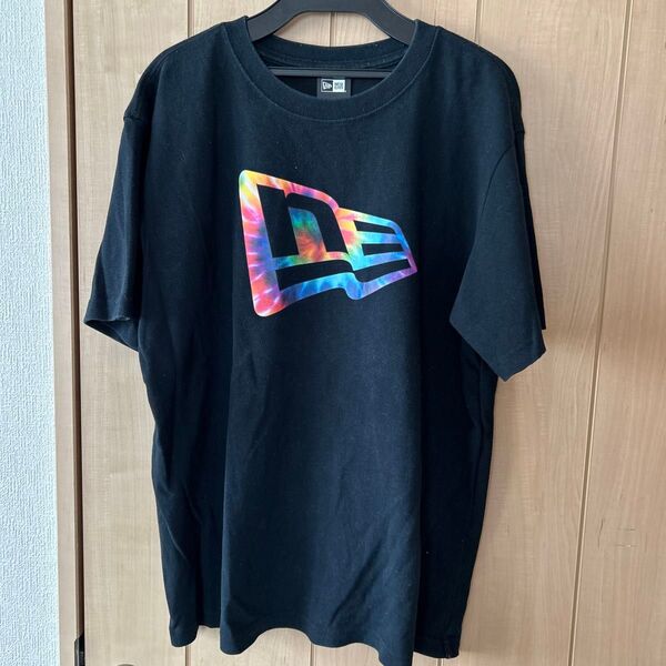 NEW ERA Tシャツ タイダイ柄ロゴ ブラック