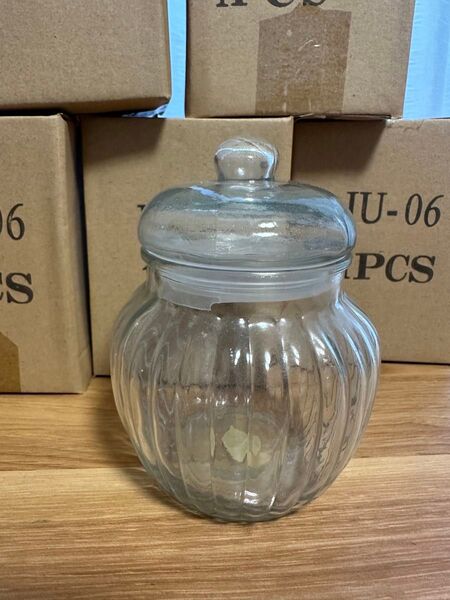 【新品、未使用】キャニスター 保存瓶 ガラス瓶 クッキージャー 6個セット 蓋付