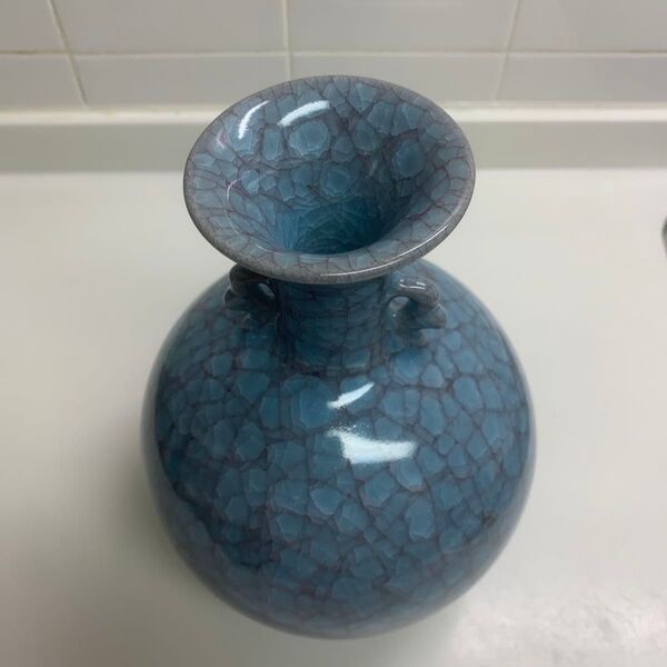 本日限定 A019 花瓶 たち吉 橘吉 花器 平安橘吉 平安たち吉 九重青磁 耳付 花生 花入 壺