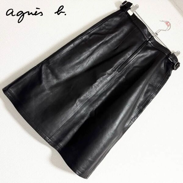 agnes b 【美品】 フランス製 羊革 レザースカート 36 アニエスベー