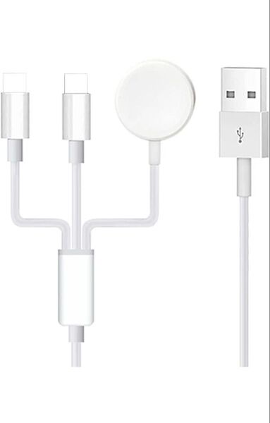 Watch充電器 3in1 Watch充電ケーブル 磁気充電ケーブル USBポート搭載 急速充電 持ち運び便利 軽量 旅行