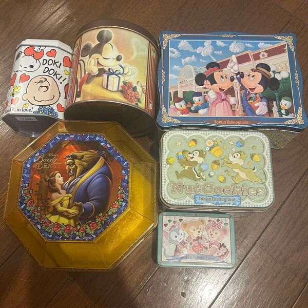 東京ディズニーランド ディズニー空き缶 6個セット グッズセット お菓子缶 TDS まとめ売り