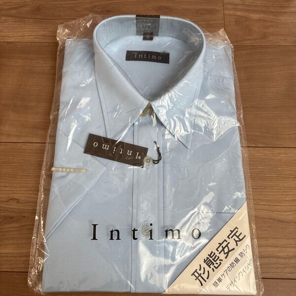 Intimo 半袖 ワイシャツ サイズ37 ブルー 形態安定