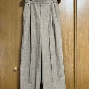 SHIPS シップス チェック ワイドパンツ グレー ウエストゴム サイズ 40
