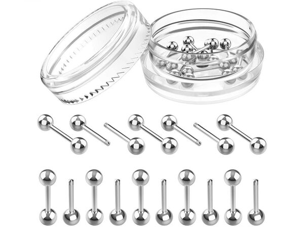 ストレートバーベル 軟骨ピアス ボディピアス 10本セット サージカルステンレス 18G シャフト6mm ボール3mm