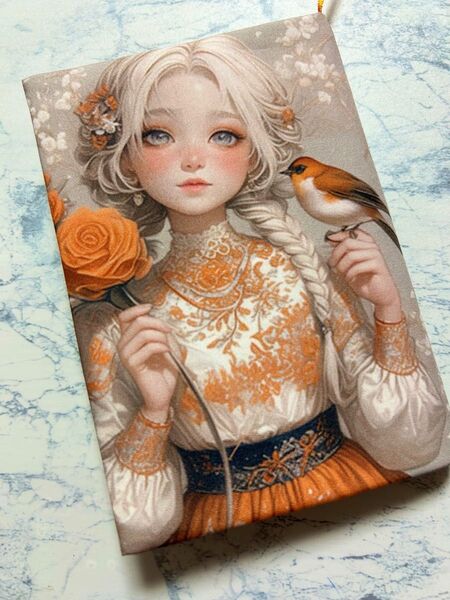 ブックカバー ハンドメイド 文庫本 女の子と鳥