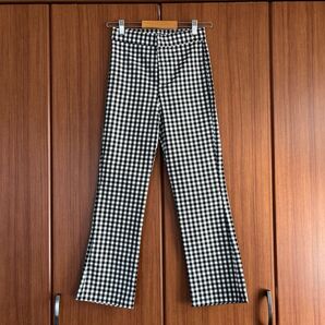 【新品】ZARA ギンガムチェックフレアパンツ XSサイズ