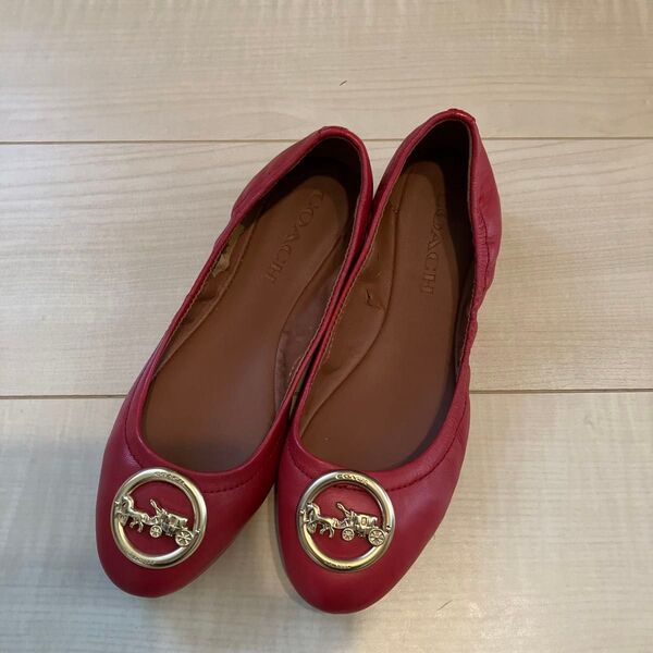 coach フラットシューズ 未使用 23cm 落ち着いた赤 コーチ