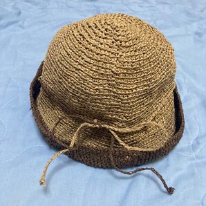 麦わら帽子 ハンドメイド ツートンカラー ブラウン ベージュ