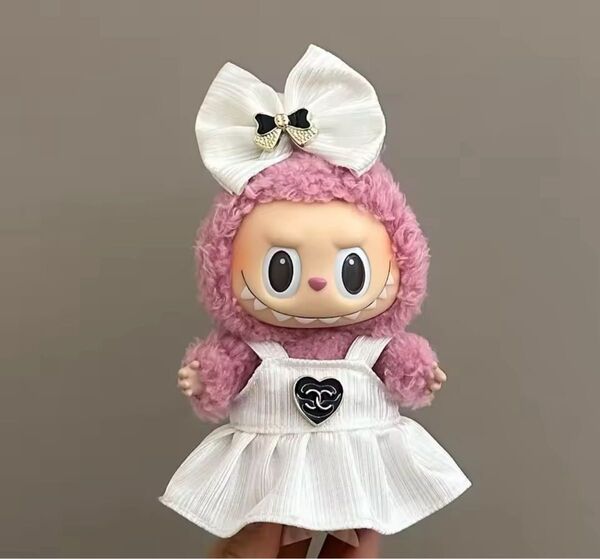 ワンピースlabubuラブブぬいぐるみ服17cm着せ替え着ぐるみ★ワンピ&リボンSET★