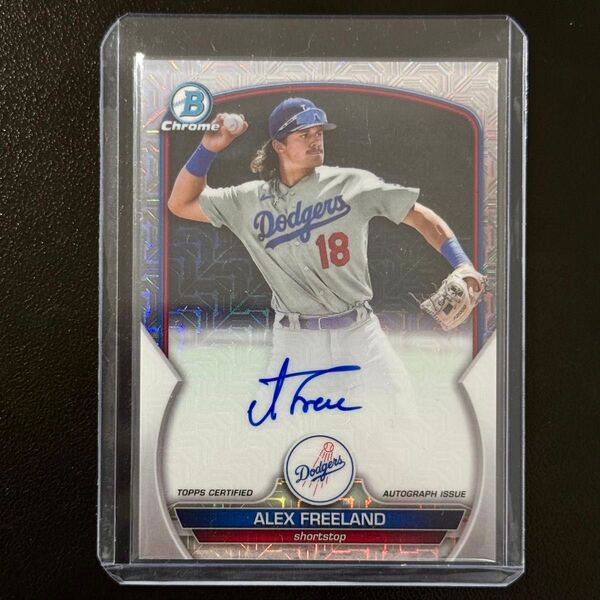 Topps Bowman Chrome 2023 Mojo Auto Alex Freeland Dodgers Prospect