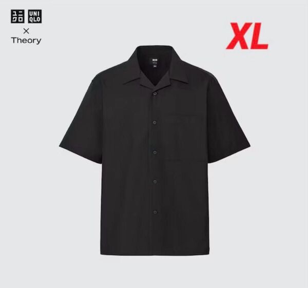 【新品未使用品】ユニクロ UNIQLO × Theory オープンカラーシャツ ブラック XL