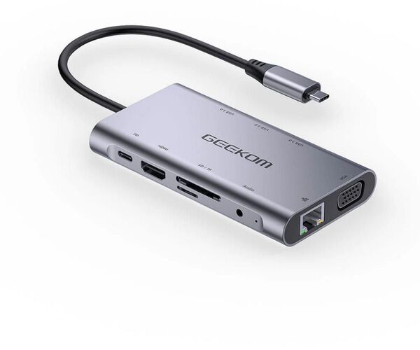 GEEKOM 10-IN-1アルミニウム合金USBハブスプリッター USBハブ