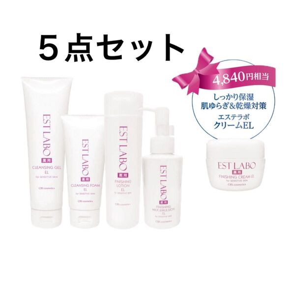 エステラボ クレンジング 洗顔料 化粧水 乳液 クリーム 5点セット スキンケア ローション