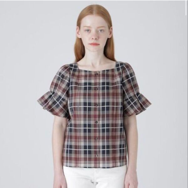 BLUE LABEL CRESTBRIDGE シアークレストブリッジタータンチェックシャツブラウス バーバリー