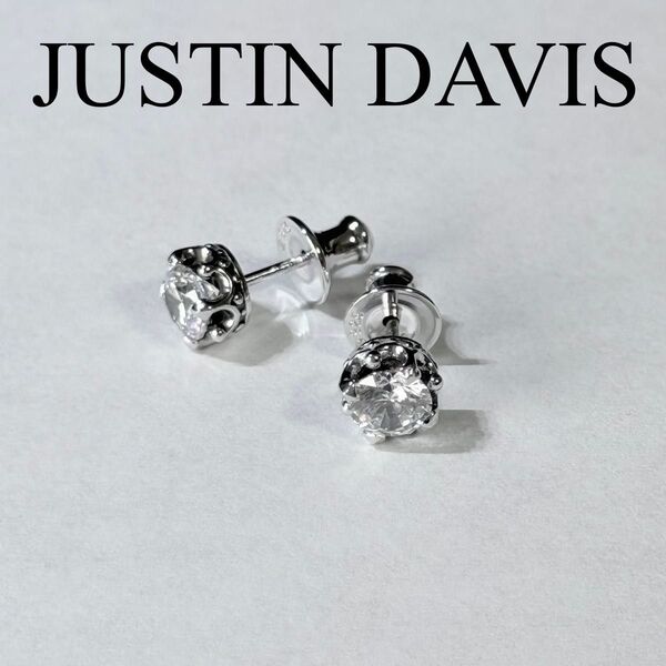 美品 JUSTIN DAVIS DEBUTANT ピアス SEJ215 クリア シャイニー ジャスティン デイビス スタッドピアス