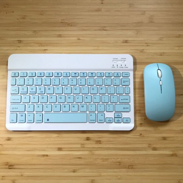 新品未使用 Bluetooth キーボード+マウス ブルー ワイヤレス 単4電池2本付き 無線