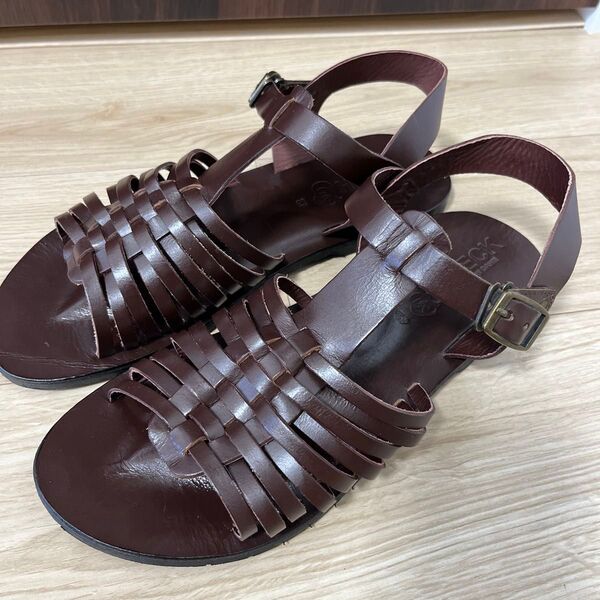 【美品】HIBECK レザーサンダル メンズ 茶 42サイズ 本革