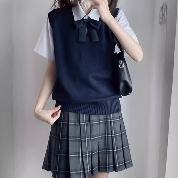 スクールベスト ネイビー 紺 女子高生 学生 jk 制服 コスプレ