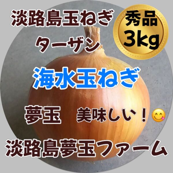 淡路島産玉ねぎ 海水完熟玉ねぎ ターザン 秀品 3kg 夢玉 減農薬 有機肥料
