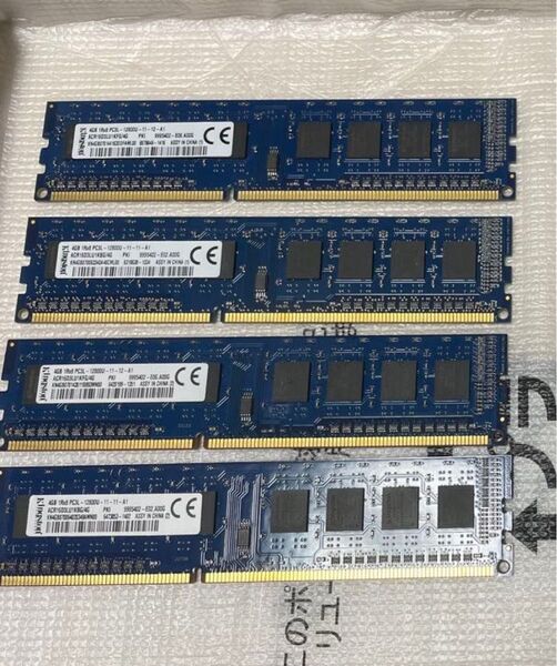 KINGSTON PC3L-12800U 4GB DDR3Lデスクトップ用メモリ DDR3L 1600 4GB4枚セットで16GB